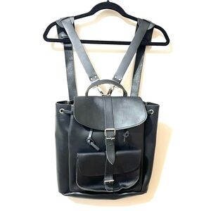 Grafea Black Leather Backpack Made in England Preowned